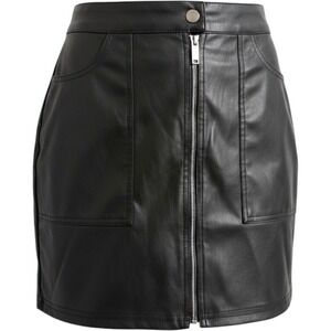 2bella Women Black Faux Leather Zip Front Mini Skirt with‎ Pockets Size M